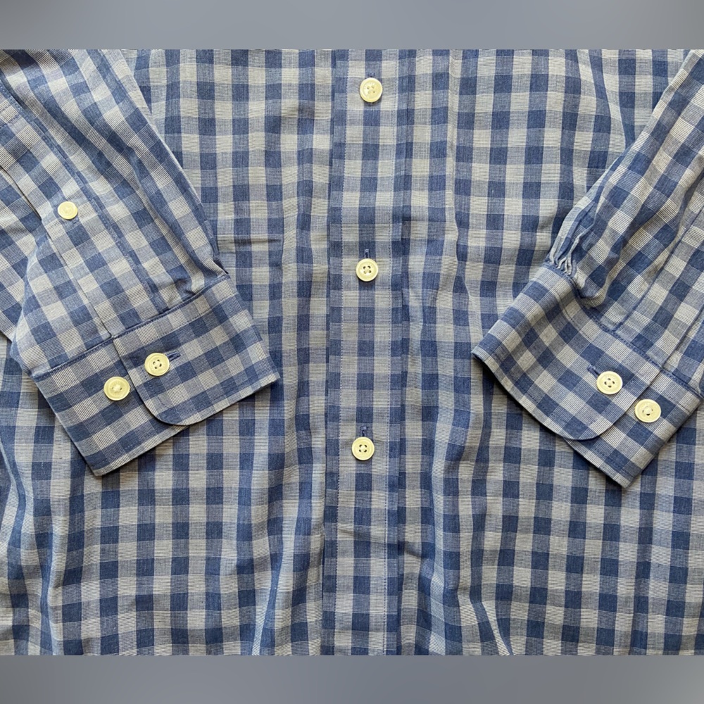 Brooks Brothers Madison Button Down Shirt Mens Sz M Blue Gingham Long Sleeve - Picture 3 of 7